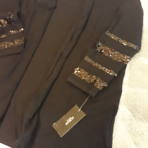 Alfani Petite Black Sequined Open Front Cardigan - Picture 5 of 8